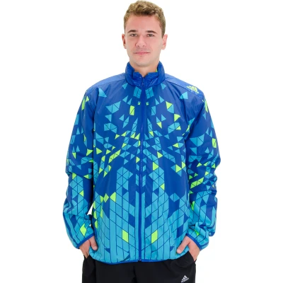 JAQUETA ADIDAS ADIZERO AZF WARM UP DUPLA FACE MASCULINA - Verde/azul