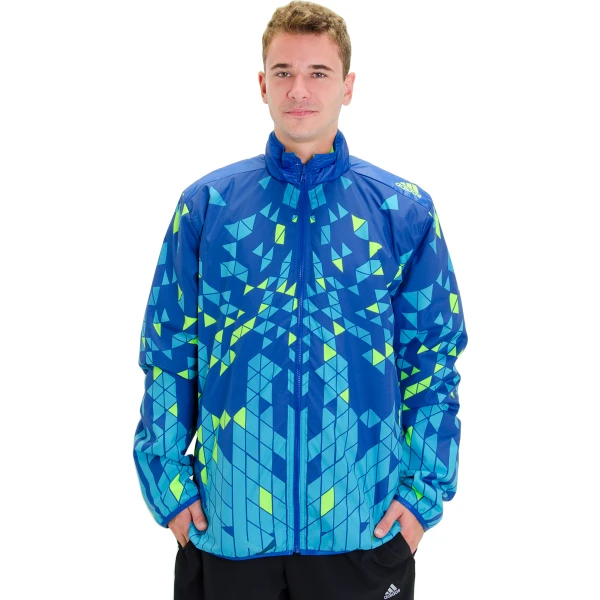 JAQUETA ADIDAS ADIZERO AZF WARM UP DUPLA FACE MASCULINA - Verde/azul