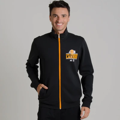 JAQUETA ADIDAS BASICS LOS ANGELES LAKERS MASCULINA - Preto/amarelo