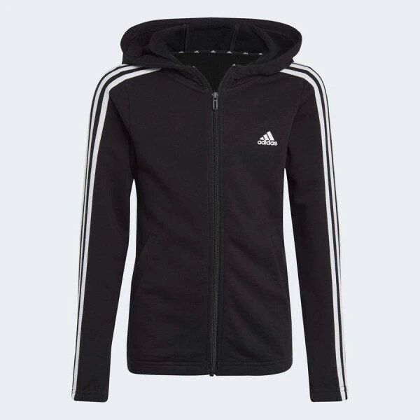 JAQUETA ADIDAS CAPUZ ESSENTIALS INFANTIL - Preto/branco