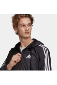 JAQUETA ADIDAS CORTA-VENTO PRIMEGREEN ESSENTIALS 3-STRIPES MASCULINA - Preto/branco JAQUETA ADIDAS CORTA-VENTO PRIMEGREEN ESSENTIALS 3-STRIPES MASCULINA - Preto/branco