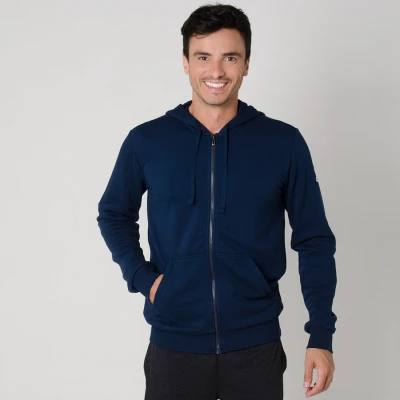 JAQUETA ADIDAS ESSENTIALS BASE FLEECE COM CAPUZ MASCULINA - Marinho JAQUETA ADIDAS ESSENTIALS BASE FLEECE COM CAPUZ MASCULINA - Marinho