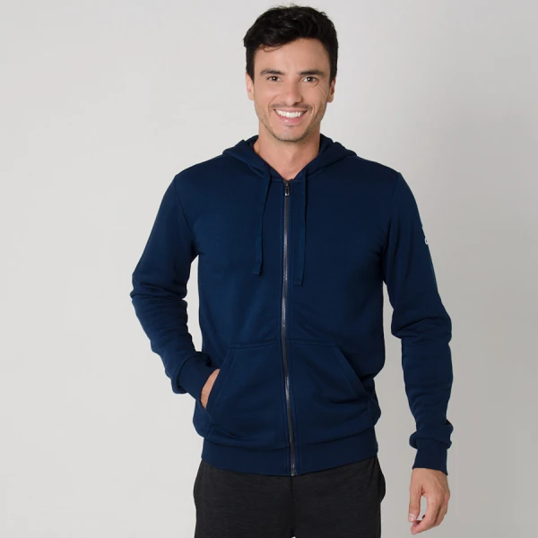 JAQUETA ADIDAS ESSENTIALS BASE FLEECE COM CAPUZ MASCULINA - Marinho JAQUETA ADIDAS ESSENTIALS BASE FLEECE COM CAPUZ MASCULINA - Marinho