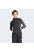 JAQUETA ADIDAS MALHA ESTAMPA ANIMAL ESSENTIALS TRÊS LISTRAS FEMININA - Preto/marrom