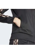 JAQUETA ADIDAS MALHA ESTAMPA ANIMAL ESSENTIALS TRÊS LISTRAS FEMININA - Preto/marrom