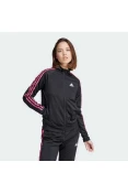 JAQUETA ADIDAS MALHA ESTAMPA ANIMAL ESSENTIALS TRÊS LISTRAS FEMININA - Preto/rosa
