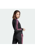 JAQUETA ADIDAS MALHA ESTAMPA ANIMAL ESSENTIALS TRÊS LISTRAS FEMININA - Preto/rosa