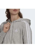 JAQUETA ADIDAS MOLETOM 3 LISTRAS FEMININA - Cinza