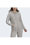 JAQUETA ADIDAS MOLETOM 3 LISTRAS FEMININA - Cinza