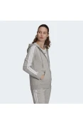JAQUETA ADIDAS MOLETOM 3 LISTRAS FEMININA - Cinza