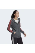 JAQUETA ADIDAS MOLETOM 3 LISTRAS FEMININA - Grafite