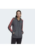 JAQUETA ADIDAS MOLETOM 3 LISTRAS FEMININA - Grafite