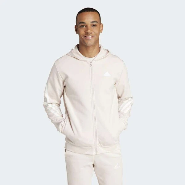 JAQUETA ADIDAS MOLETOM CAPUZ E COM ZÍPER COMPLETO FUTURE ICONS 3 LISTRAS MASCULINA - Rosa JAQUETA ADIDAS MOLETOM CAPUZ E COM ZÍPER COMPLETO FUTURE ICONS 3 LISTRAS MASCULINA - Rosa