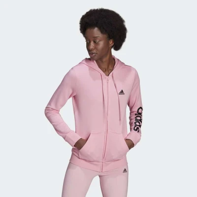JAQUETA ADIDAS MOLETOM LOGO LINEAR FEMININA - Rosa
