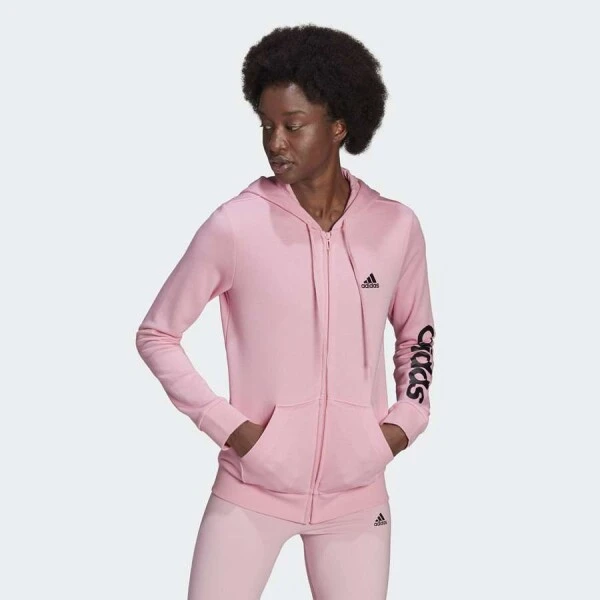JAQUETA ADIDAS MOLETOM LOGO LINEAR FEMININA - Rosa