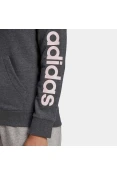 JAQUETA ADIDAS MOLETON CAPUZ ZIPER ESSENTIALS LOGO FEMININA - Grafite/rosa