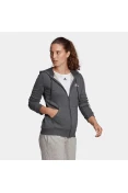 JAQUETA ADIDAS MOLETON CAPUZ ZIPER ESSENTIALS LOGO FEMININA - Grafite/rosa