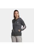 JAQUETA ADIDAS MOLETON CAPUZ ZIPER ESSENTIALS LOGO FEMININA - Grafite/rosa
