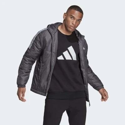 JAQUETA ADIDAS OUTDOOR C/CAPUZ ESS INS HO MASCULINA - Grafite/branco