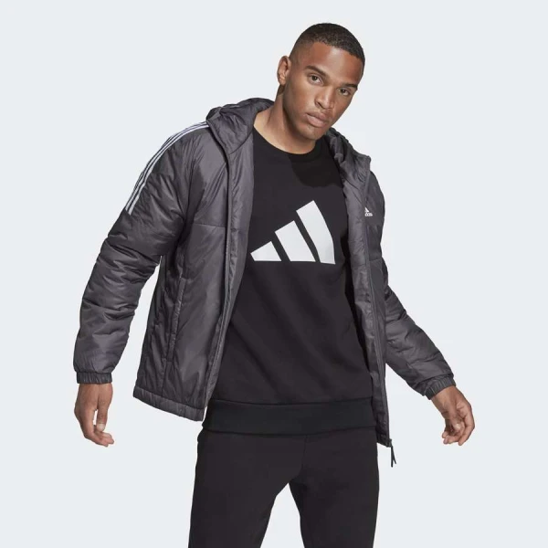 JAQUETA ADIDAS OUTDOOR C/CAPUZ ESS INS HO MASCULINA - Grafite/branco
