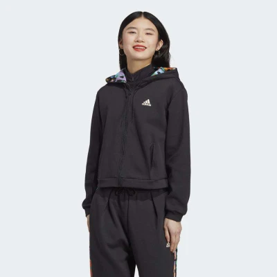 JAQUETA ADIDAS TRACK TOP AOP FEMININA - Preto/rosa