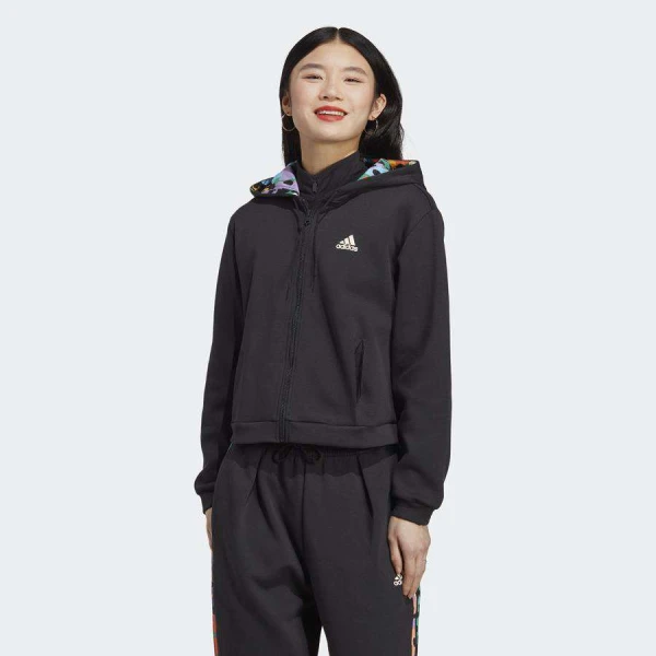 JAQUETA ADIDAS TRACK TOP AOP FEMININA - Preto/rosa