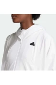 JAQUETA ADIDAS Z.N.E. MOLETOM COM CAPUZ E ZÍPER FEMININA - Branco