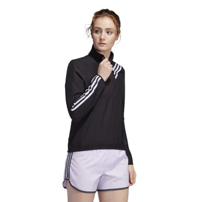 JAQUETA ANORAQUE RUN IT 3-STRIPES FEMINIA - Preto/branco