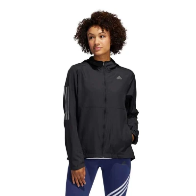 JAQUETA CORTA-VENTO ADIDAS OWN THE RUN HOODED FEMININA - Preto
