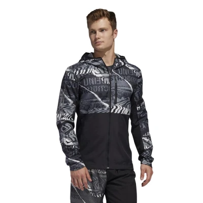 JAQUETA CORTA-VENTO ADIDAS OWN THE RUN MASCULINA - Preto/cinza
