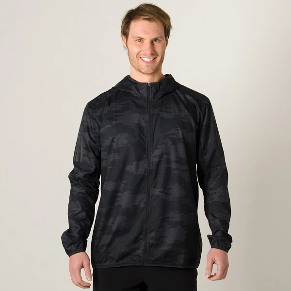 JAQUETA CORTA VENTO ADIDAS RESPONSE MASCULINA - Preto/grafite