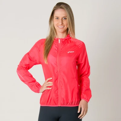 JAQUETA CORTA-VENTO ASICS BASIC WINDBREAKER COM CAPUZ FEMININA - Pink
