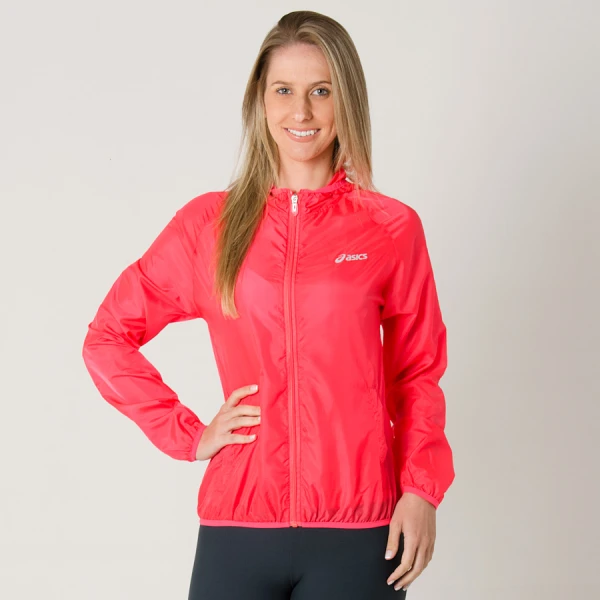 JAQUETA CORTA-VENTO ASICS BASIC WINDBREAKER COM CAPUZ FEMININA - Pink