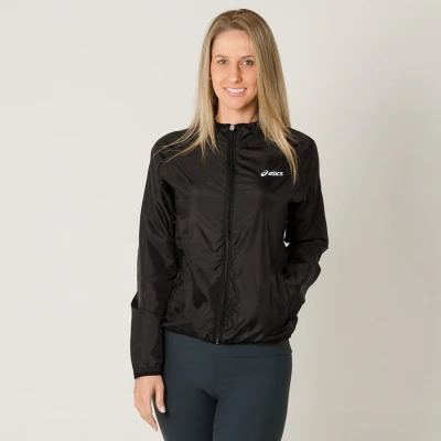 JAQUETA CORTA-VENTO ASICS BASIC WINDBREAKER COM CAPUZ FEMININA - Preto