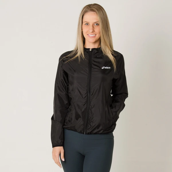 JAQUETA CORTA-VENTO ASICS BASIC WINDBREAKER COM CAPUZ FEMININA - Preto