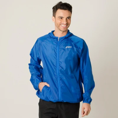 JAQUETA CORTA-VENTO ASICS BASIC WINDBREAKER MASCULINA - Azul JAQUETA CORTA-VENTO ASICS BASIC WINDBREAKER MASCULINA - Azul