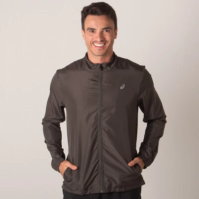 JAQUETA CORTA-VENTO ASICS CORE RUNNING KNIT MASCULINA - Grafite