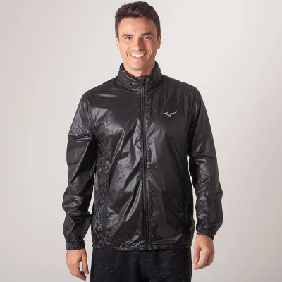 JAQUETA CORTA-VENTO MIZUNO RUN FAST MASCULINA - Preto/prata JAQUETA CORTA-VENTO MIZUNO RUN FAST MASCULINA - Preto/prata