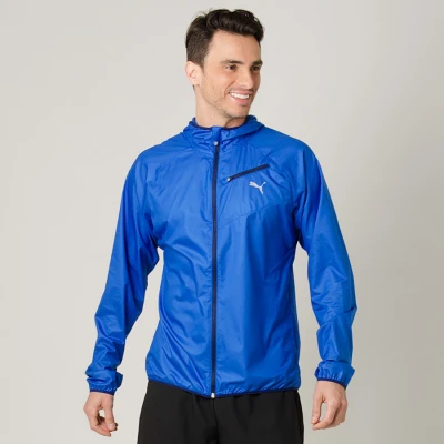 JAQUETA CORTA-VENTO PUMA CORE RUN HOODED MASCULINA - Azul JAQUETA CORTA-VENTO PUMA CORE RUN HOODED MASCULINA - Azul