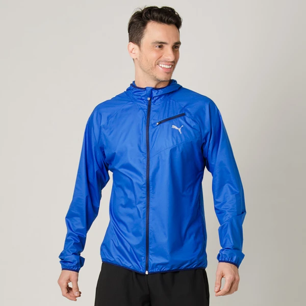 JAQUETA CORTA-VENTO PUMA CORE RUN HOODED MASCULINA - Azul JAQUETA CORTA-VENTO PUMA CORE RUN HOODED MASCULINA - Azul