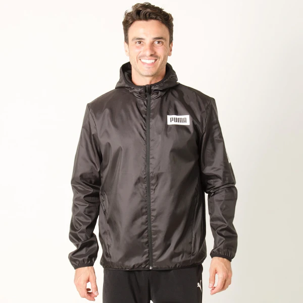 JAQUETA CORTA-VENTO PUMA REBEL WINDBREAKER MASCULINO - Preto JAQUETA CORTA-VENTO PUMA REBEL WINDBREAKER MASCULINO - Preto