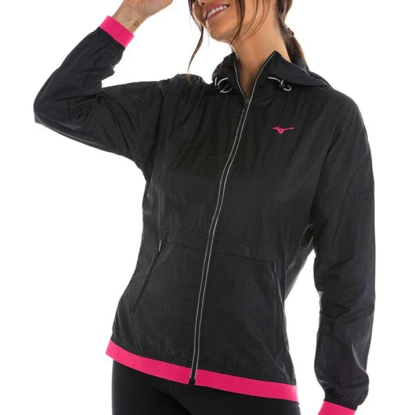 JAQUETA MIZUNO HIGH COM CAPUZ FEMININA - Preto/pink