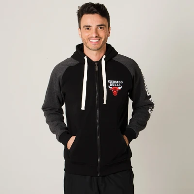 JAQUETA NBA MOLETOM BULLS MASCULINA - Preto/grafite JAQUETA NBA MOLETOM BULLS MASCULINA - Preto/grafite