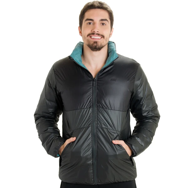 JAQUETA NIKE ALLIANCE JACKET-550 DUPLA FACE MASCULINA - Chumbo/verde JAQUETA NIKE ALLIANCE JACKET-550 DUPLA FACE MASCULINA - Chumbo/verde