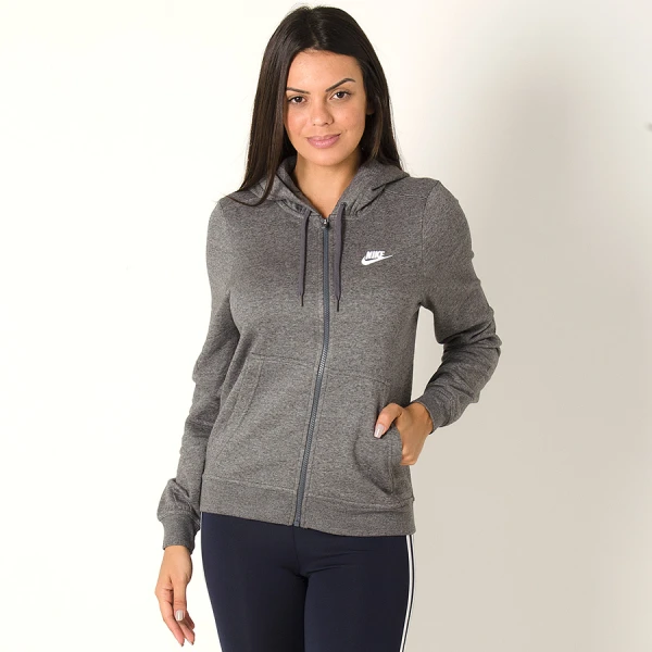 JAQUETA NIKE HOODIE FZ FLC FEMININA - Grafite