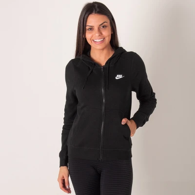 JAQUETA NIKE HOODIE FZ FLC FEMININA - Preto JAQUETA NIKE HOODIE FZ FLC FEMININA - Preto