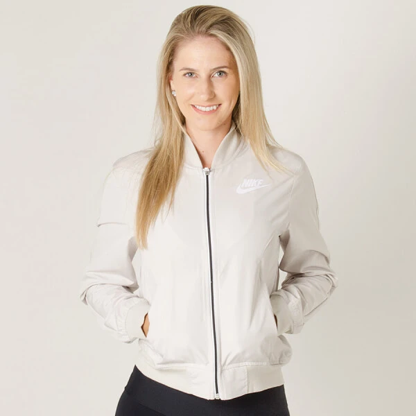 JAQUETA NIKE NSW AV15 WOVEN FEMININA - Gelo/branco JAQUETA NIKE NSW AV15 WOVEN FEMININA - Gelo/branco