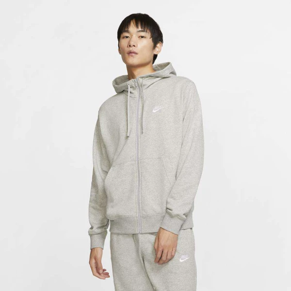 JAQUETA NIKE NSW CLUB HOODIE FZ FT MOLETON MASCULINA - Cinza