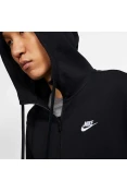 JAQUETA NIKE NSW CLUB HOODIE FZ FT MOLETON MASCULINA - Preto