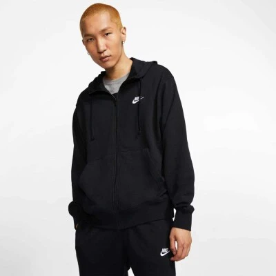 JAQUETA NIKE NSW CLUB HOODIE FZ FT MOLETON MASCULINA - Preto
